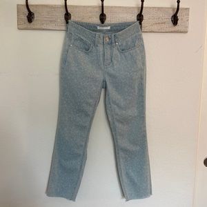 Lauren Conrad Skinny Cropped Floral Print Blue Jesns